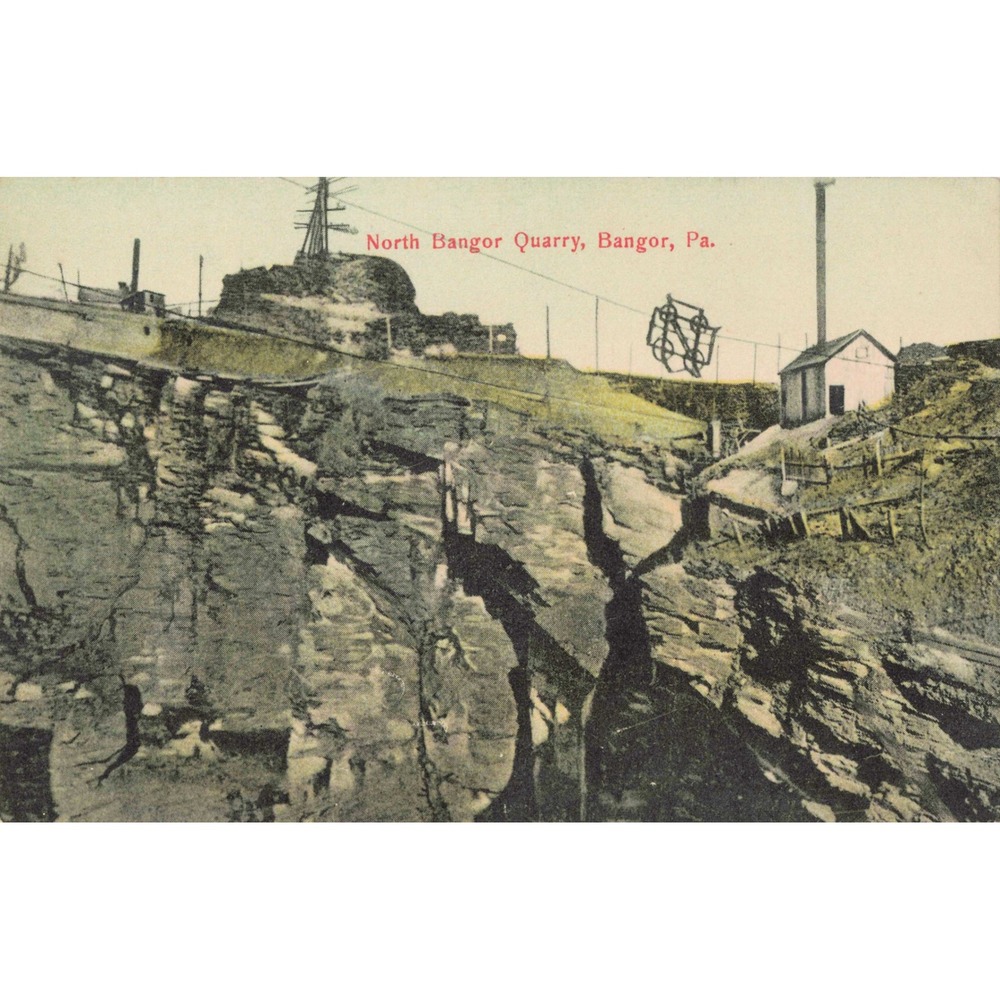 Bangor Pennsylvania PA North Bangor Quarry Slate Mine 1912 Antique Postcard - Picture 1 of 2
